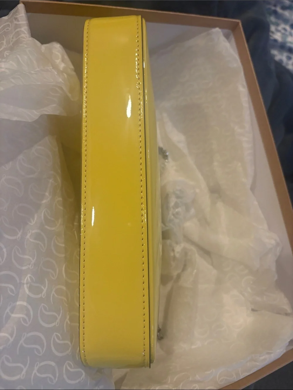Christian Louboutin Patent Yellow Zip Wristlet Clutch